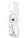 Karl Lagerfeld Karl Lagerfeld Liquid Glitter Karl Head Magsafe Zadní Kryt pro iPhone 15 Transparent