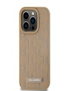 Karl Lagerfeld PU Leather Monogram Metal Logo MagSafe Zadní Kryt pro iPhone 14 Pro Max Beige Karl Lagerfeld