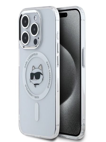 Karl Lagerfeld Karl Lagerfeld IML Choupette Head Metal Frame MagSafe Zadní Kryt pro iPhone 15 Pro Max Transparent