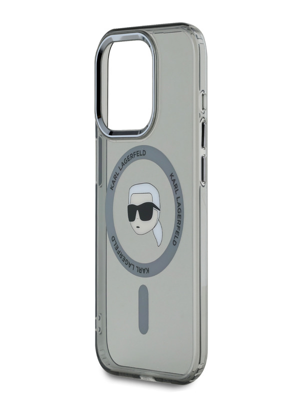 Karl Lagerfeld Karl Lagerfeld IML Karl Head Metal Frame MagSafe Zadní Kryt pro iPhone 15 Pro Max Black
