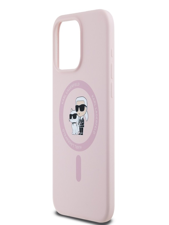 Karl Lagerfeld Liquid Silicone Karl and Choupette Magsafe Zadní Kryt pro iPhone 15 Pro Pink Karl Lagerfeld