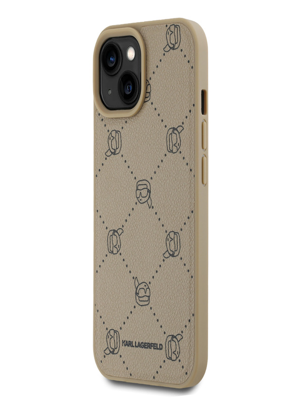 Karl Lagerfeld PU Karl Heads Pattern Magsafe Zadní Kryt pro iPhone 15 Beige Karl Lagerfeld