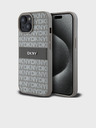 DKNY PU Leather Repeat Pattern Tonal Stripe Zadní Kryt pro iPhone 15 Beige DKNY