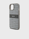 DKNY PU Leather Repeat Pattern Tonal Stripe Zadní Kryt pro iPhone 15 Beige DKNY