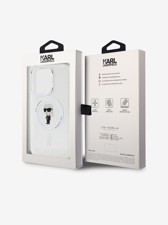 Karl Lagerfeld Karl Lagerfeld IML Ikonik MagSafe Zadní Kryt pro iPhone 15 Pro Transparent