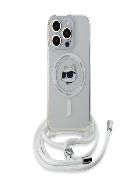 Karl Lagerfeld IML Crossbody Choupette Head MagSafe Zadní Kryt pro iPhone 15 Pro Max Transparent Karl Lagerfeld