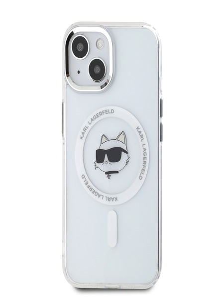 Karl Lagerfeld Karl Lagerfeld IML Choupette Head Metal Frame MagSafe Zadní Kryt pro iPhone 15 Transparent