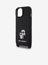 Karl Lagerfeld Karl Lagerfeld Saffiano Crossbody Popruh Metal Karl and Choupette Zadní Kryt pro iPhone 15 Black
