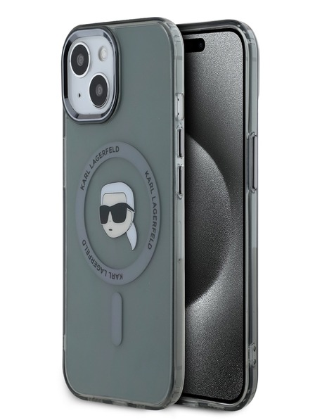 Karl Lagerfeld Karl Lagerfeld IML Karl Head Metal Frame MagSafe Zadní Kryt pro iPhone 15 Black