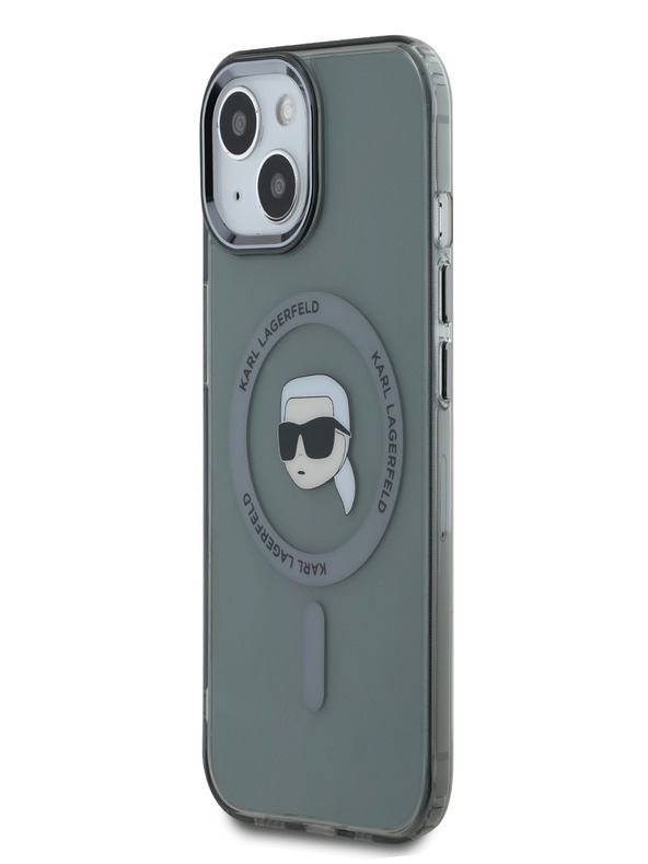 Karl Lagerfeld Karl Lagerfeld IML Karl Head Metal Frame MagSafe Zadní Kryt pro iPhone 15 Black