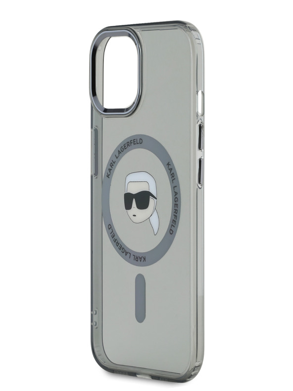 Karl Lagerfeld Karl Lagerfeld IML Karl Head Metal Frame MagSafe Zadní Kryt pro iPhone 15 Black