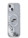 Karl Lagerfeld Karl Lagerfeld Liquid Glitter Karl and Choupette Heads MagSafe Zadní Kryt pro iPhone 15 Transparent