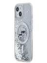 Karl Lagerfeld Karl Lagerfeld Liquid Glitter Karl and Choupette Heads MagSafe Zadní Kryt pro iPhone 15 Transparent