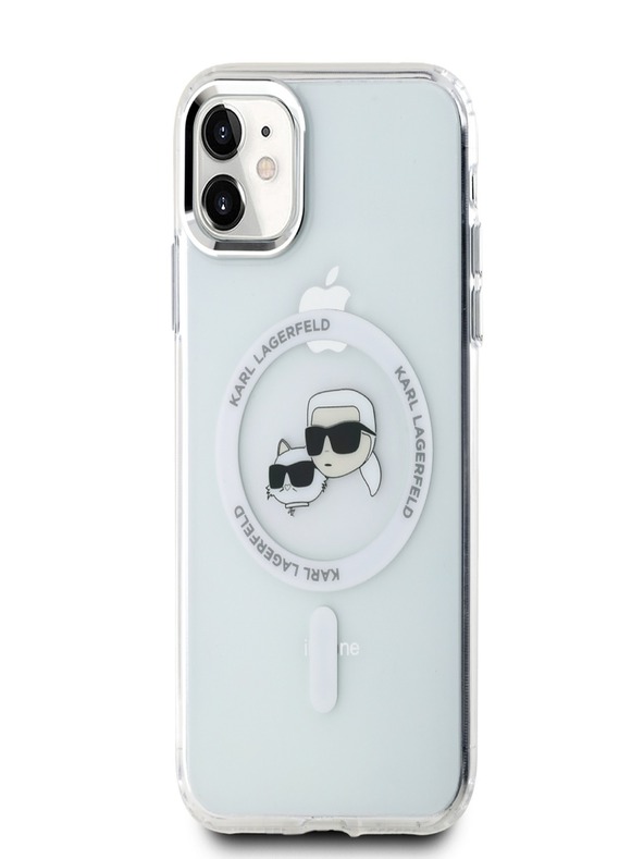 Karl Lagerfeld Karl Lagerfeld IML K&CH Heads Metal Frame MagSafe Zadní Kryt pro iPhone 11 Transparent