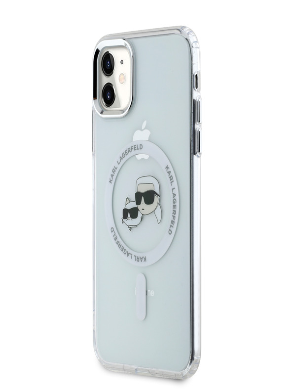 Karl Lagerfeld Karl Lagerfeld IML K&CH Heads Metal Frame MagSafe Zadní Kryt pro iPhone 11 Transparent