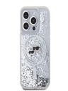 Karl Lagerfeld Karl Lagerfeld Liquid Glitter Karl and Choupette Heads MagSafe Zadní Kryt pro iPhone 15 Pro Transparent