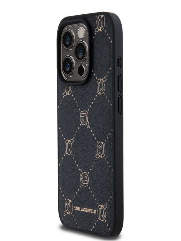 Karl Lagerfeld PU Karl Heads Pattern Magsafe Zadní Kryt pro iPhone 15 Pro Black Karl Lagerfeld