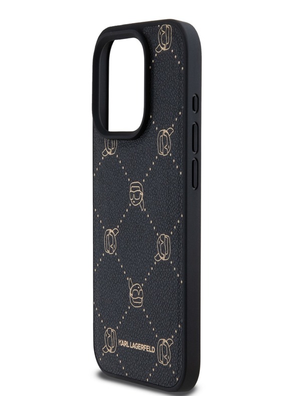 Karl Lagerfeld PU Karl Heads Pattern Magsafe Zadní Kryt pro iPhone 15 Pro Black Karl Lagerfeld
