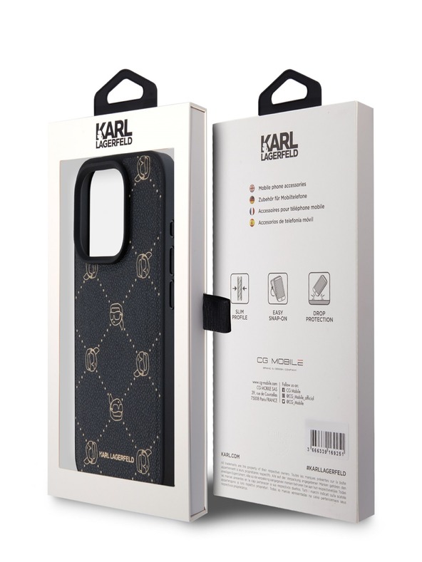 Karl Lagerfeld PU Karl Heads Pattern Magsafe Zadní Kryt pro iPhone 15 Pro Black Karl Lagerfeld