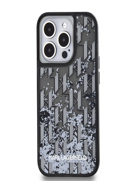 Karl Lagerfeld Liquid Glitter Monogram Gradient Zadní Kryt pro iPhone 14 Pro Black Karl Lagerfeld