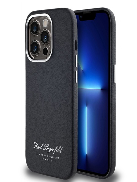 Karl Lagerfeld Grained PU Hotel RSG Zadní Kryt pro iPhone 14 Pro Black Karl Lagerfeld