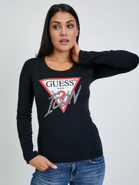 Guess Černé dámské tričko s dlouhým rukávem Guess