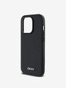 DKNY PU Leather Silver Metal Logo Magsafe Zadní Kryt pro iPhone 14 Pro Max Black DKNY