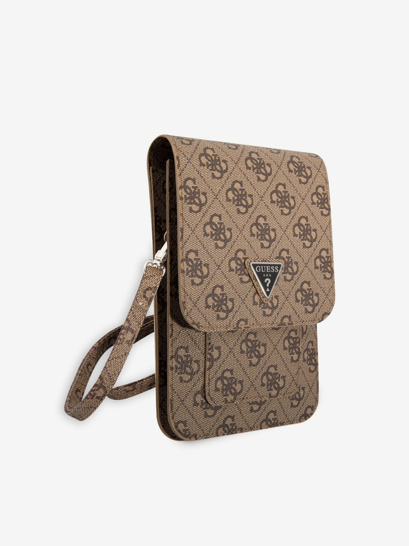 Guess Guess PU 4G Triangle Logo Taška na Telefon Brown