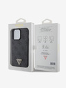 Guess PU 4G Strass Triangle Metal Logo Zadní Kryt pro iPhone 15 Pro Max Black Obal na telefon