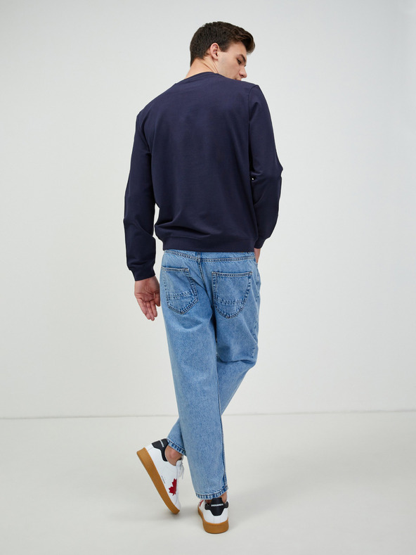 Guess Tmavě modré pánské tričko s dlouhým rukávem Guess Audley