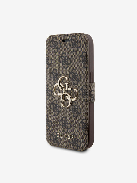 Guess Guess PU Leather 4G Metal Logo Book Pouzdro pro iPhone 15 Pro Max Brown