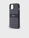 DKNY PU Leather Repeat Pattern Tonal Stripe Zadní Kryt pro iPhone 14 Black DKNY