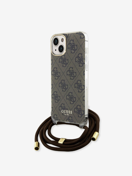 Guess Guess IML 4G Printed Crossbody Popruh Zadní Kryt pro iPhone 15 Brown