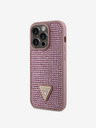 Guess Guess Rhinestones Triangle Metal Logo Kryt pro iPhone 15 Pro Pink