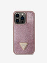 Guess Guess Rhinestones Triangle Metal Logo Kryt pro iPhone 15 Pro Pink