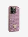 Guess Guess Rhinestones Triangle Metal Logo Kryt pro iPhone 15 Pro Pink
