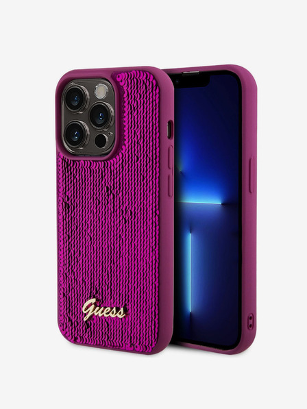 Guess Guess Sequin Script Logo Zadní Kryt pro iPhone 14 Pro Max Magenta