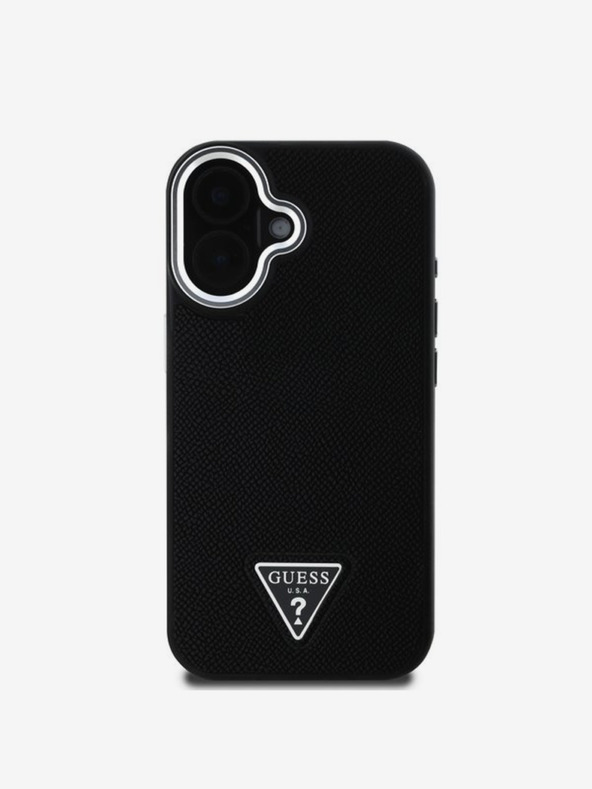 Guess Guess PU Grained Triangle Logo Zadní Kryt pro iPhone 16 Black