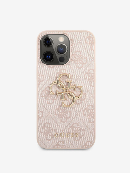 Guess Guess PU 4G Metal Logo Zadní Kryt pro iPhone 13 Pro Pink