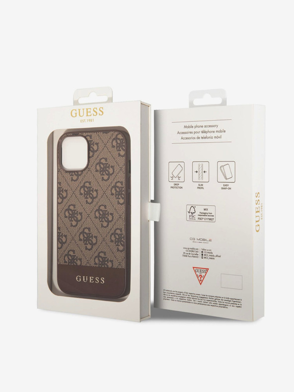 Guess Guess PU 4G Stripe Zadní Kryt pro iPhone 14 Brown