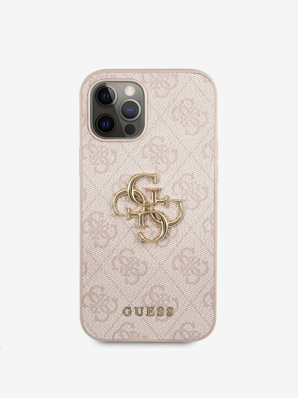 Guess Guess PU 4G Metal Logo Zadní Kryt pro iPhone 12 Pro Max Pink