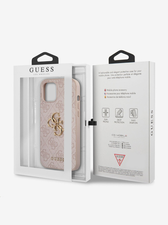 Guess Guess PU 4G Metal Logo Zadní Kryt pro iPhone 12 Pro Max Pink