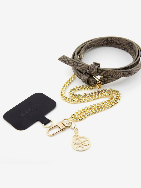 Guess Guess Crossbody Popruh PU 4G Chain with Charm Gold/Brown