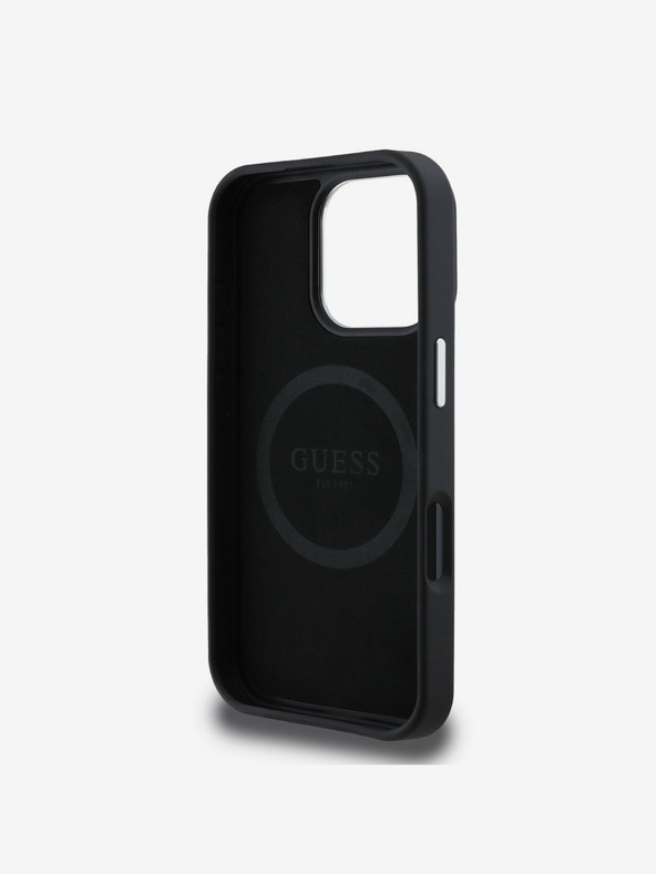 Guess Guess PU Grained Triangle Logo Zadní Kryt pro iPhone 16 Pro Black