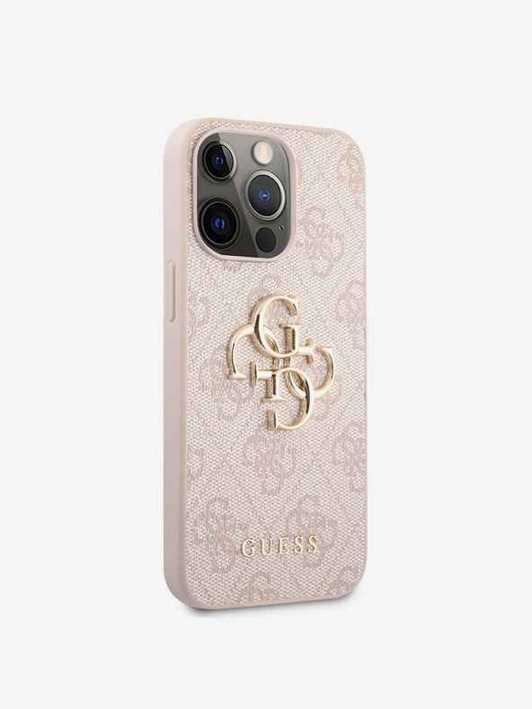 Guess Guess PU 4G Metal Logo Zadní Kryt pro iPhone 13 Pro Max Pink