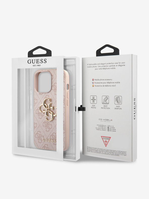 Guess Guess PU 4G Metal Logo Zadní Kryt pro iPhone 13 Pro Max Pink