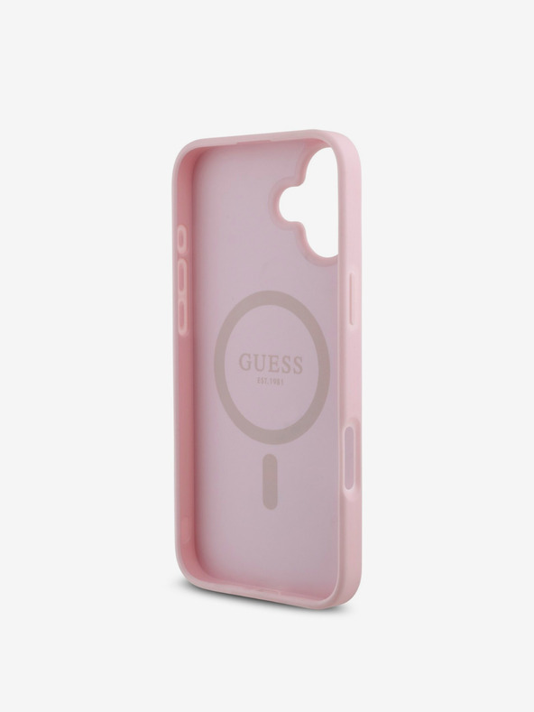 Guess Guess PU Grained 4G Small Metal Logo MagSafe Zadní Kryt pro iPhone 16 Pink