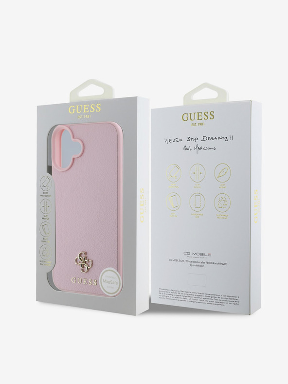 Guess Guess PU Grained 4G Small Metal Logo MagSafe Zadní Kryt pro iPhone 16 Pink