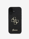 Guess Guess PU Fixed Glitter 4G Metal Logo Zadní Kryt pro iPhone 16 Black