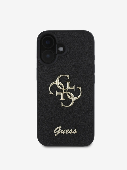 Guess Guess PU Fixed Glitter 4G Metal Logo Zadní Kryt pro iPhone 16 Black